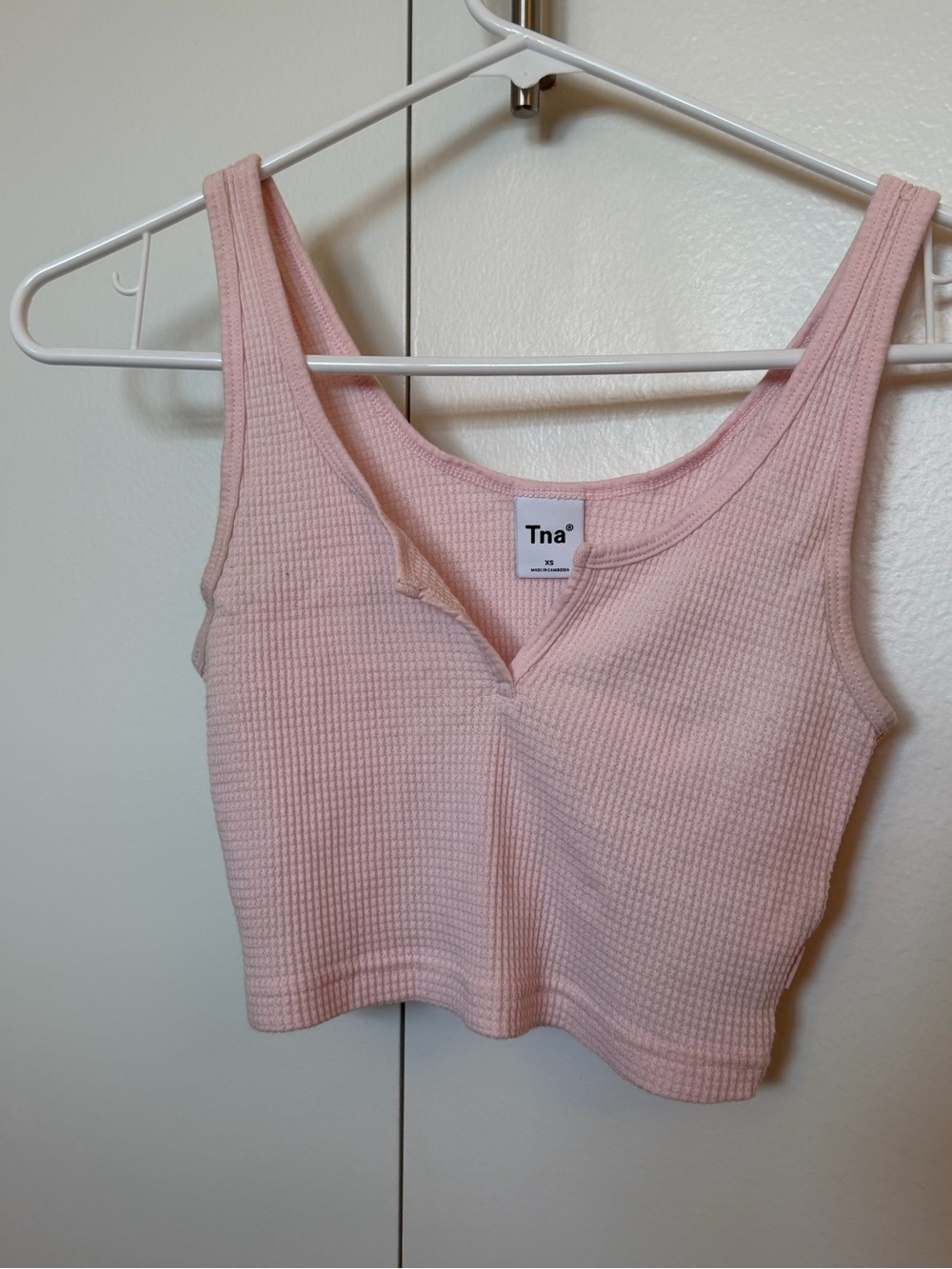 TNA Blush Pink Waffle Crop Tank